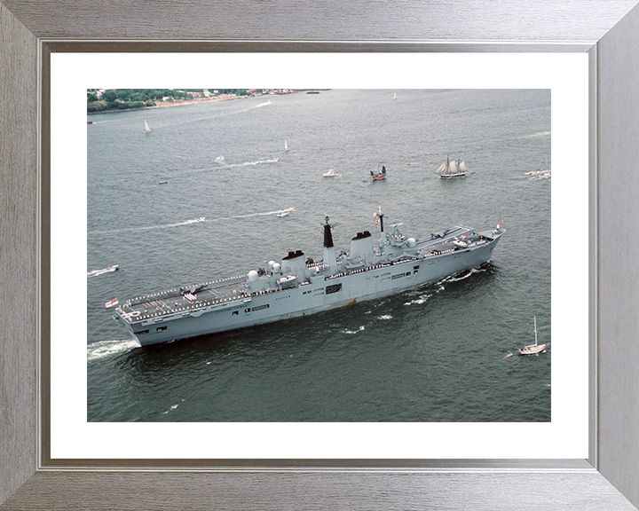 HMS Ark Royal (R07) Photo Print - New York Harbor - Royal Navy Invincible Class Aircraft Carrier Hampshire Prints 10 x 8 Silver Frame Yes
