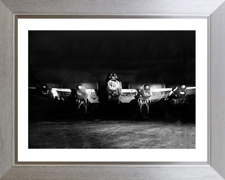 RAF Avro Lancaster B.I Running up Engines 1944 Photo Print - Royal Air Force Aircraft Posters, Prints, & Visual Artwork Hampshire Prints 10 x 8 Silver Frame Yes