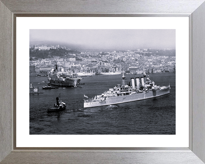 HMS Cumberland (57) Royal Navy County Class Cruiser Warship Naples 1955 Photo Print Wall Art Decor Posters, Prints, & Visual Artwork Hampshire Prints 10 x 8 Silver Frame Yes