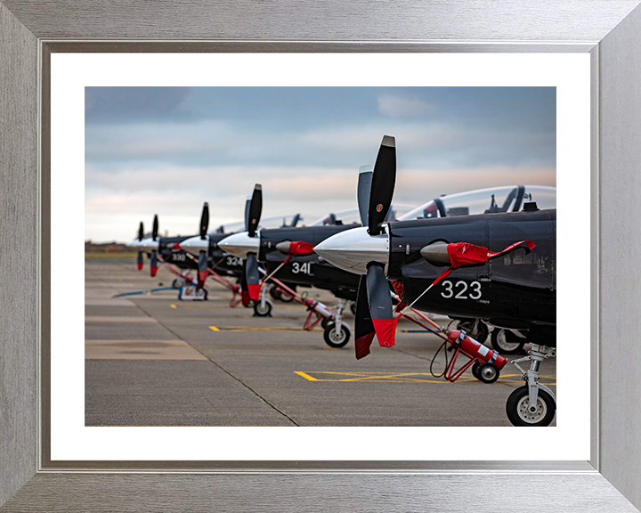 RAF Texan Aircraft lined up Photo Print - Royal Air Force Aircraft Hampshire Prints 10 x 8 Silver Frame Yes