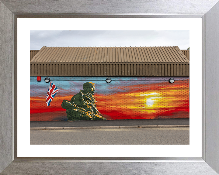 Royal Marines Commando Falklands Yomper Mural Photo Print - CTCRM Lympstone Hampshire Prints 10 x 8 Silver Frame Yes