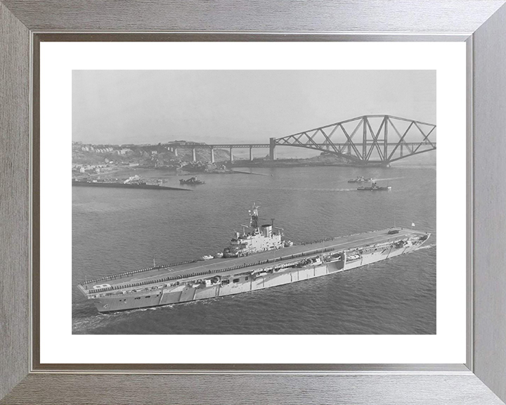 HMS Bulwark (R08) Royal Navy Centaur Class Fleet Carrier Firth Of Forth Photo Print Wall Art Decor Posters, Prints, & Visual Artwork Hampshire Prints 10 x 8 Silver Frame Yes