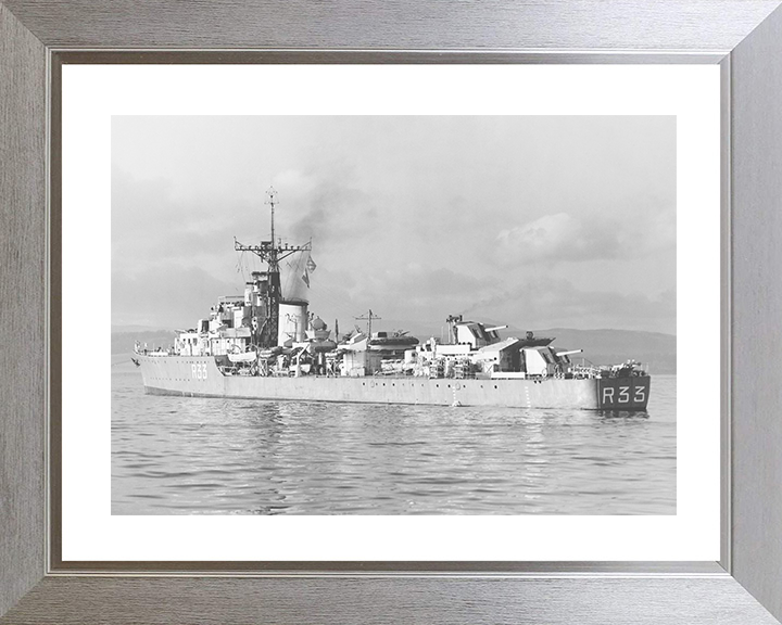 HMS Terpsichore (R33) Photo Print - At Sea - Royal Navy T Class Destroyer Posters, Prints, & Visual Artwork Hampshire Prints 10 x 8 Silver Frame Yes
