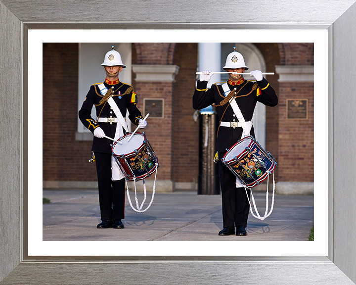 Royal Marines Band Service Drummers Photo Print Hampshire Prints 10 x 8 Silver Frame Yes