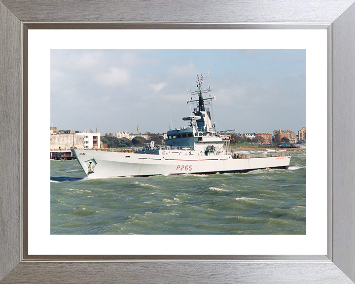 HMS Dumbarton Castle (P265) Royal Navy Castle Class Patrol Vessel Portsmouth Photo Print Wall Art Decor Posters, Prints, & Visual Artwork Hampshire Prints 10 x 8 Silver Frame Yes