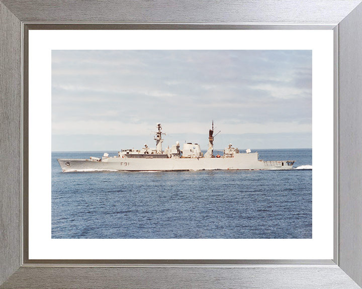 HMS Brazen (F91) Royal Navy Type 22 Frigate Port Beam View Photo Print Wall Art Decor Posters, Prints, & Visual Artwork Hampshire Prints 10 x 8 Silver Frame Yes