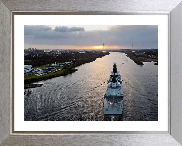 HMS Defender (D36) Photo Print - Enters Glasgow 2013 - Royal Navy Type 45 Destroyer Posters, Prints, & Visual Artwork Hampshire Prints 10 x 8 Silver Frame Yes