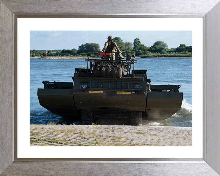 M3 Amphibious Bridging Vehicle splashing In Photo Print - British Army Vehicle Hampshire Prints 10 x 8 Silver Frame Yes