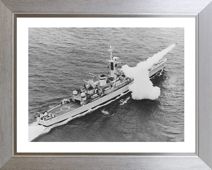 HMS Phoebe (F42) Photo Print - Firing - Royal Navy Leander Class Frigate Hampshire Prints 10 x 8 Silver Frame Yes