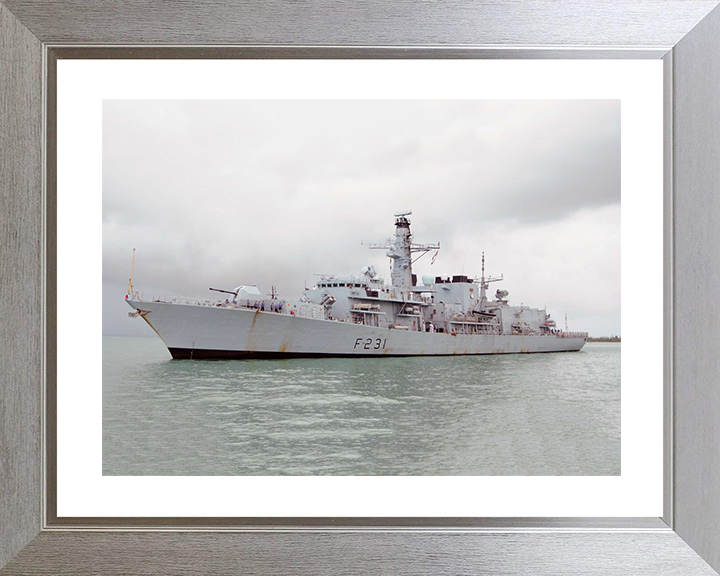HMS Argyll (F231) Royal Navy Type 23 Frigate Low Port Side View Photo Print Wall Art Decor Posters, Prints, & Visual Artwork Hampshire Prints 10 x 8 Silver Frame Yes