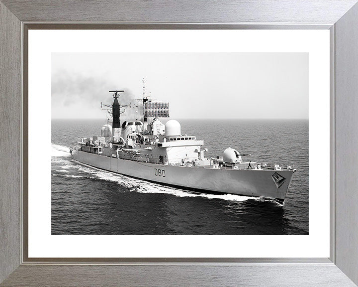 HMS Sheffield (D80) Photo Print - At Sea - Royal Navy Type 42 Destroyer Hampshire Prints 10 x 8 Silver Frame Yes