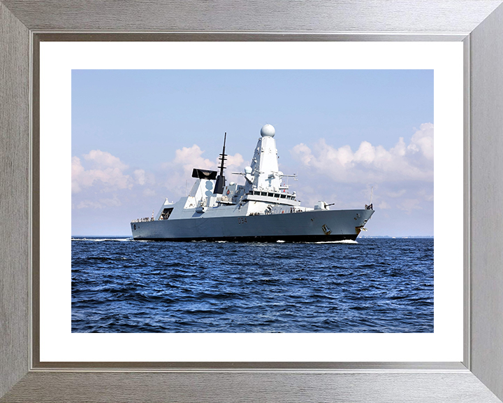 HMS Diamond (D34) Royal Navy Type 45 Destroyer Low Starboard View Photo Print Wall Art Decor Posters, Prints, & Visual Artwork Hampshire Prints 10 x 8 Silver Frame Yes