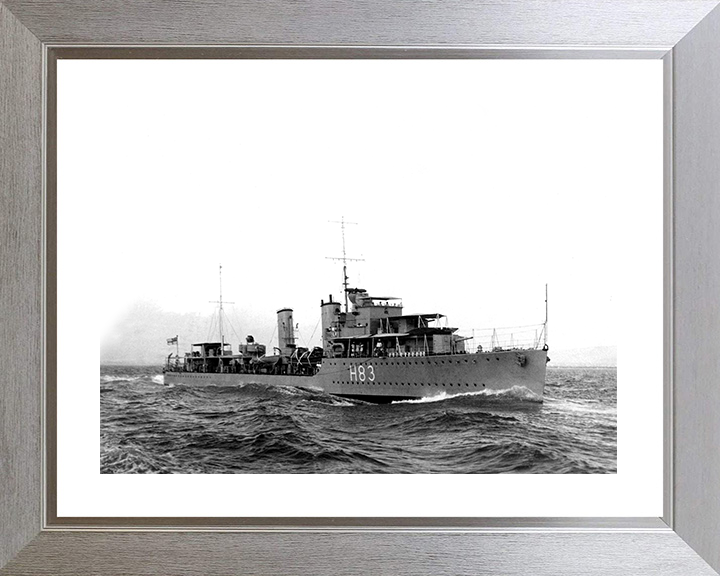 HMS Cygnet (H83) Photo Print - At Sea - Royal Navy C Class Destroyer Posters, Prints, & Visual Artwork Hampshire Prints 10 x 8 Silver Frame Yes