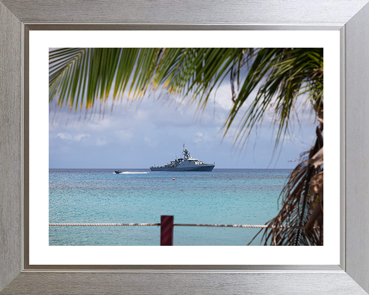 HMS Trent (P224) Photo Print - Cayman Islands - Royal Navy River Class Patrol Vessel Hampshire Prints 10 x 8 Silver Frame Yes