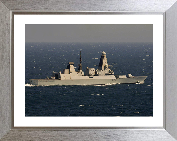 HMS Daring (D32) Royal Navy Type 45 Destroyer At Sea Starboard View Photo Print Wall Art Decor Posters, Prints, & Visual Artwork Hampshire Prints 10 x 8 Silver Frame Yes