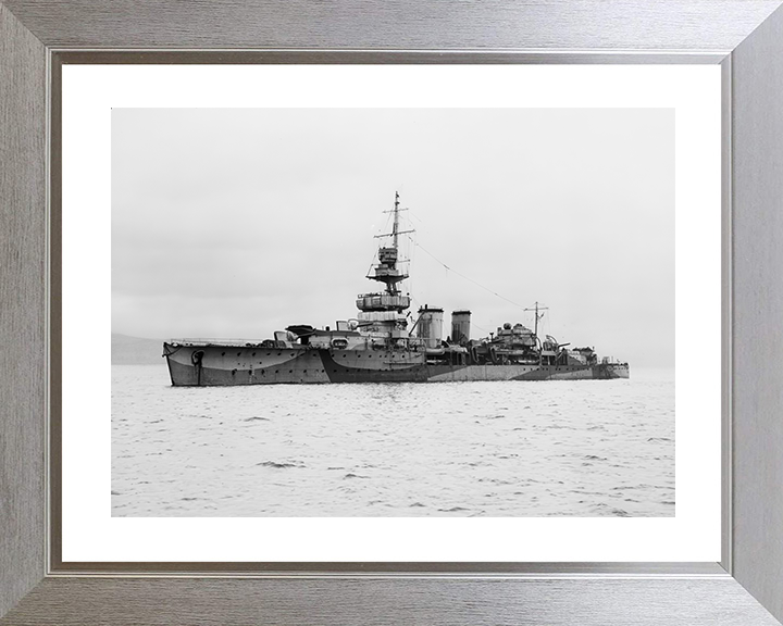 HMS Cardiff (D58) Royal Navy C Class Light Cruiser Port Side View Photo Print Wall Art Decor Posters, Prints, & Visual Artwork Hampshire Prints 10 x 8 Silver Frame Yes