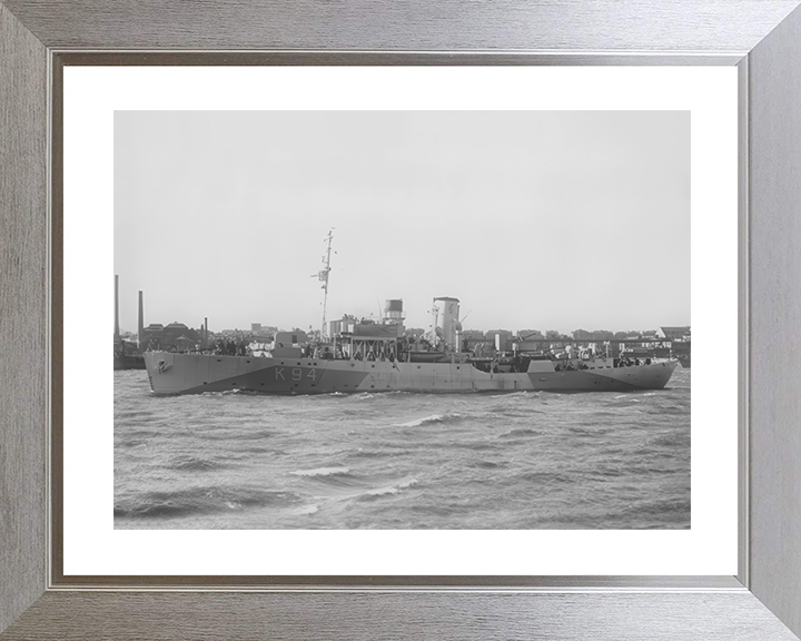 HMS Columbine (K94) Royal Navy Flower Class Corvette Port Side View Photo Print Wall Art Decor Posters, Prints, & Visual Artwork Hampshire Prints 10 x 8 Silver Frame Yes
