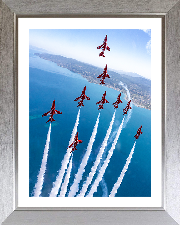 RAF Red Arrows Vertical Climb Photo Print - Royal Air Force Aircraft Hampshire Prints 10 x 8 Silver Frame Yes