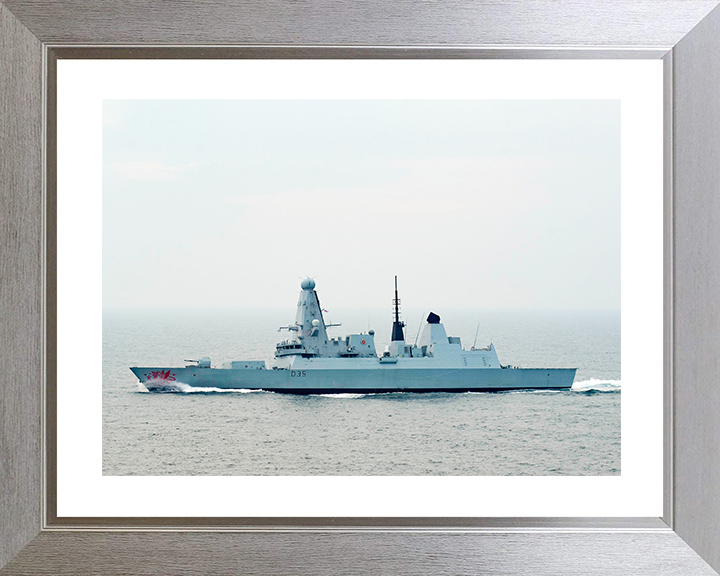 HMS Dragon (D35) Royal Navy Type 45 Destroyer At Sea 2018 Photo Print Wall Art Decor Posters, Prints, & Visual Artwork Hampshire Prints 10 x 8 Silver Frame Yes