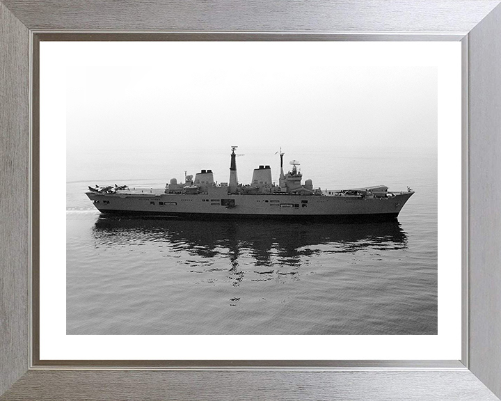 HMS Invincible (R05) Photo Print - At Sea 1990 - Royal Navy Invincible Class Aircraft Carrier Hampshire Prints 10 x 8 Silver Frame Yes