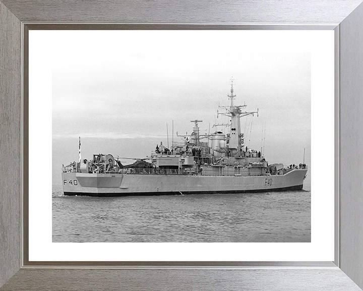 HMS Sirius (F40) Photo Print - At Sea 1984 - Royal Navy Leander Class Frigate Posters, Prints, & Visual Artwork Hampshire Prints 10 x 8 Silver Frame Yes