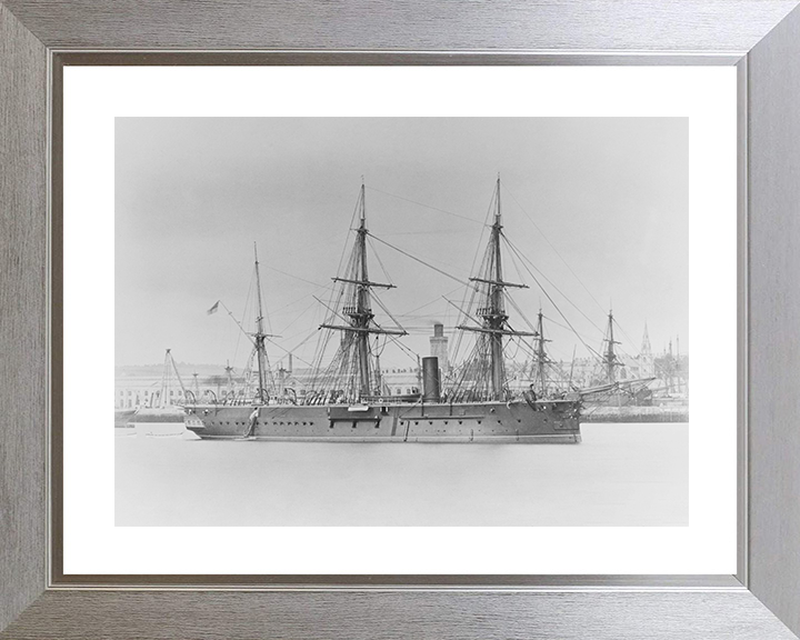 HMS Iron Duke (1870) Photo Print - At Anchor - Royal Navy Audacious Class Ironclad Posters, Prints, & Visual Artwork Hampshire Prints 10 x 8 Silver Frame Yes