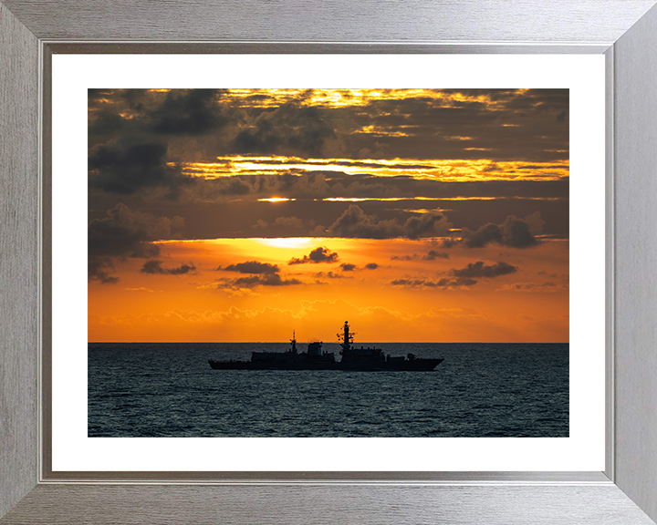 HMS Richmond (F239) Photo Print - At Sunset 2025 - Royal Navy Type 23 Frigate Hampshire Prints 10 x 8 Silver Frame Yes