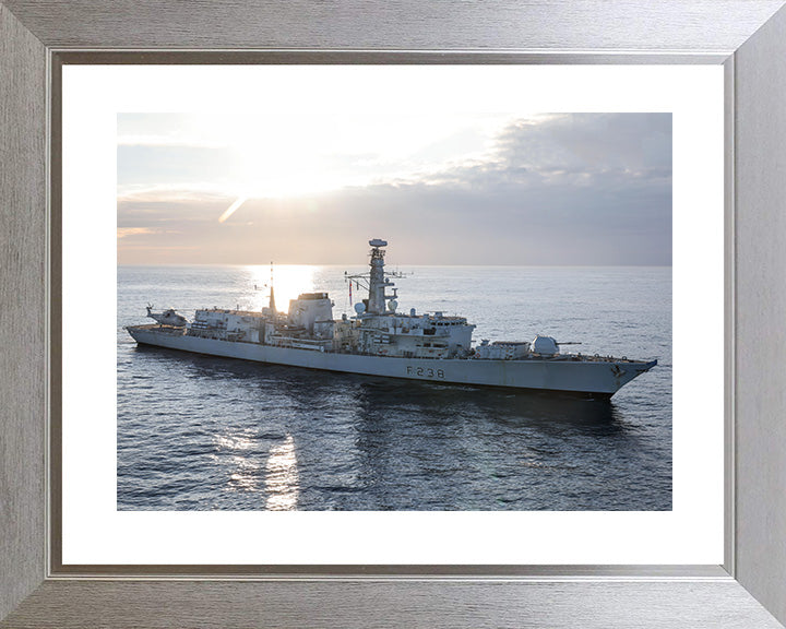 HMS Northumberland (F238) Photo Print - Starboard View at Sunset - Royal Navy Type 23 Frigate Hampshire Prints 10 x 8 Silver Frame Yes