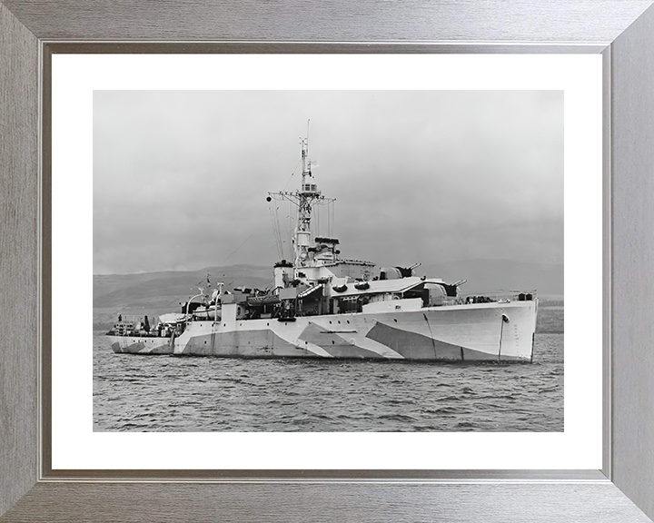 HMS Amethyst (F116) Royal Navy Black Swan Class Sloop Warship Starboard View Photo Print Wall Art Decor Posters, Prints, & Visual Artwork Hampshire Prints 10 x 8 Silver Frame Yes