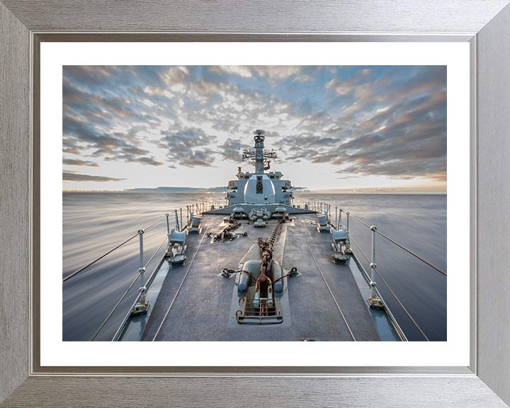 HMS Northumberland (F238) Photo Print - Forecastle - Royal Navy Type 23 Frigate Hampshire Prints 10 x 8 Silver Frame Yes