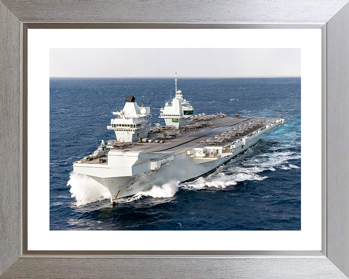 HMS Prince of Wales (R09) Royal Navy Queen Elizabeth Class Aircraft Carrier Photo Print Nov 25 Wall Art Poster Posters, Prints, & Visual Artwork Hampshire Prints 10 x 8 Silver Frame Yes