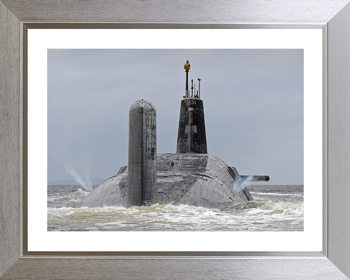 HMS Vanguard (S28) Photo Print - Vents off 2012 - Royal Navy Vanguard Class Submarine Hampshire Prints 10 x 8 Silver Frame Yes