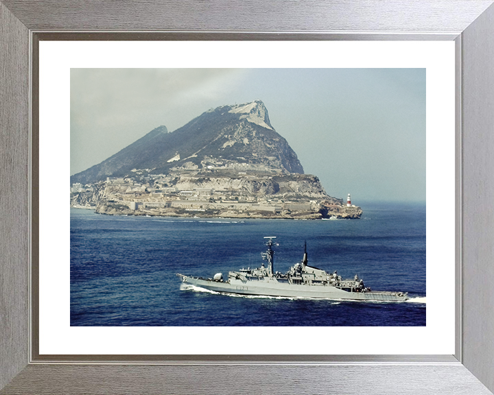 HMS Arrow (F173) Royal Navy Type 21 Frigate Off Gibraltar Photo Print Wall Art Decor Posters, Prints, & Visual Artwork Hampshire Prints 10 x 8 Silver Frame Yes