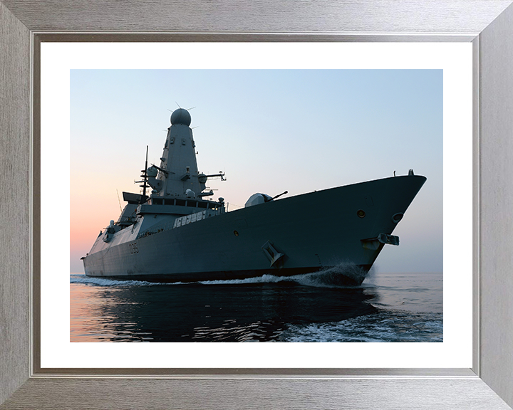 HMS Dragon (D35) Photo Print - Operation Kipion 2013 - Royal Navy Type 45 Destroyer Hampshire Prints 10 x 8 Silver Frame Yes