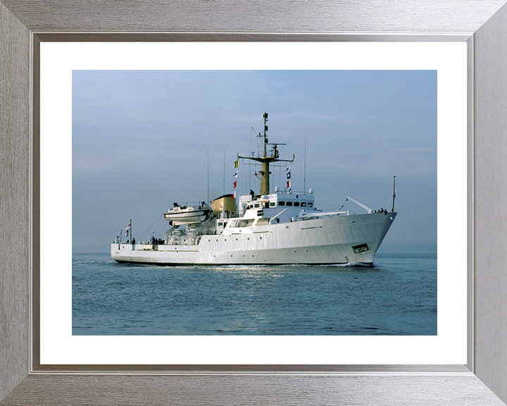 HMS Beagle (A319) Royal Navy Bulldog Class Survey Vessel Underway Photo Print Wall Art Decor Posters, Prints, & Visual Artwork Hampshire Prints 10 x 8 Silver Frame Yes
