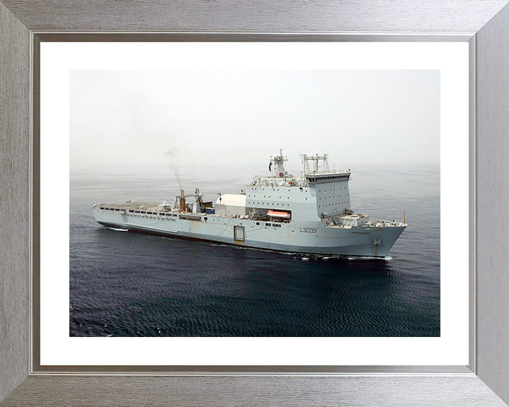 RFA Cardigan Bay (L3009) Photo Print - High Starboard Bow View - Royal Fleet Auxiliary Bay Class Dock Landing Ship Hampshire Prints 10 x 8 Silver Frame Yes