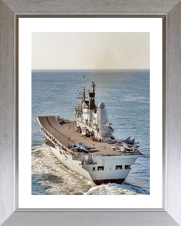 HMS Ark Royal (R07) Royal Navy Invincible Class Aircraft Carrier Stern View 2010 Photo Print Wall Art Decor Posters, Prints, & Visual Artwork Hampshire Prints 10 x 8 Silver Frame Yes