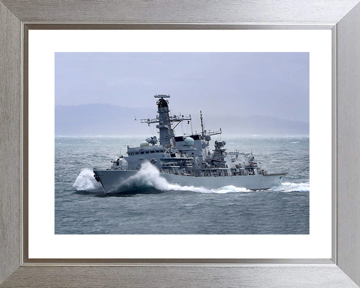 HMS Portland (F79) Photo Print - Breaking Waves - Royal Navy Type 23 Frigate Hampshire Prints 10 x 8 Silver Frame Yes