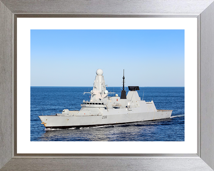 HMS Defender (D36) Royal Navy Type 45 Destroyer High Port Side View Photo Print Wall Art Decor Posters, Prints, & Visual Artwork Hampshire Prints 10 x 8 Silver Frame Yes