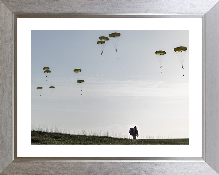 British Army Medic and Parachutes 2026 Photo Print Wall Art Military Decor Poster Posters, Prints, & Visual Artwork Hampshire Prints 10 x 8 Silver Frame Yes