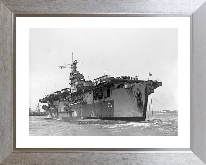 HMS Atheling (D51) Royal Navy Ruler Class Escort Carrier At a Buoy Photo Print Wall Art Decor Posters, Prints, & Visual Artwork Hampshire Prints 10 x 8 Silver Frame Yes