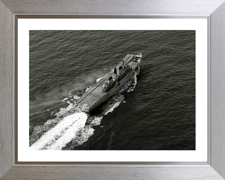 HMS Ark Royal (R07) Photo Print - Sea Trials 1985 - Royal Navy Invincible Class Aircraft Carrier Hampshire Prints 10 x 8 Silver Frame Yes
