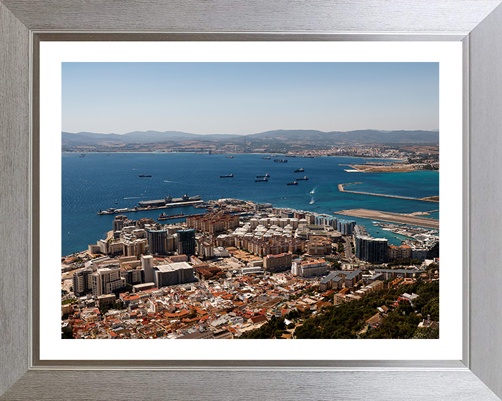 HMS Prince of Wales (R09) Photo Print - Gibraltar - Royal Navy Queen Elizabeth Class Aircraft Carrier Hampshire Prints 10 x 8 Silver Frame Yes