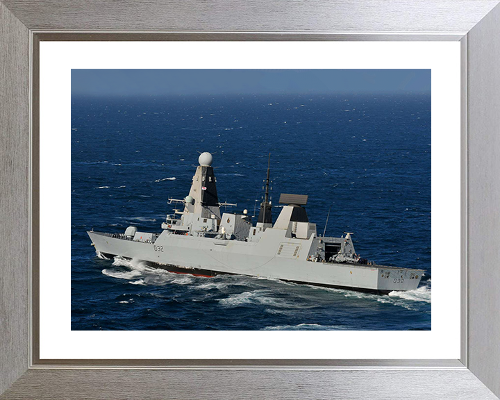 HMS Daring (D32) Royal Navy Type 45 Destroyer Underway Port Side View Photo Print Wall Art Decor Posters, Prints, & Visual Artwork Hampshire Prints 10 x 8 Silver Frame Yes