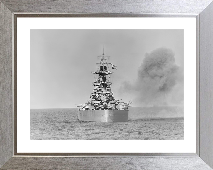 HMS Rodney (29) Royal Navy Nelson Class Battleship Normandy 1944 Photo Print Wall Art Poster Posters, Prints, & Visual Artwork Hampshire Prints 10 x 8 Silver Frame Yes