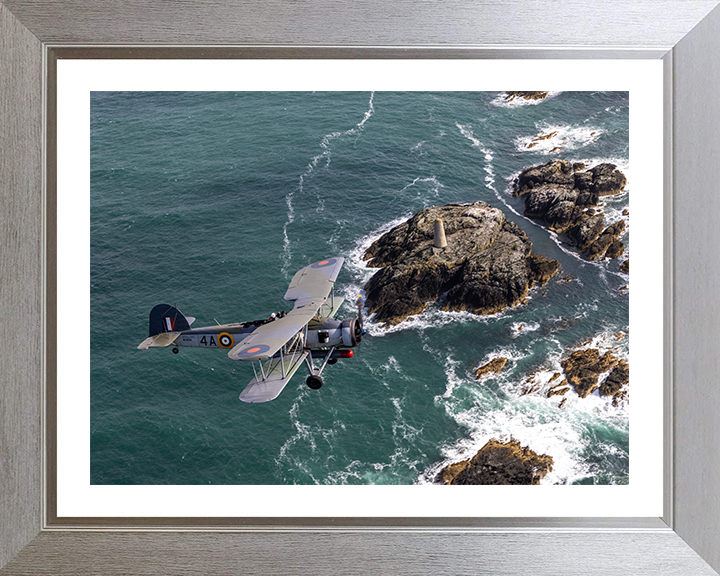 Royal Navy Swordfish Mk1 Plane Over the Coast Photo Print - Royal Navy Aircraft Hampshire Prints 10 x 8 Silver Frame Yes