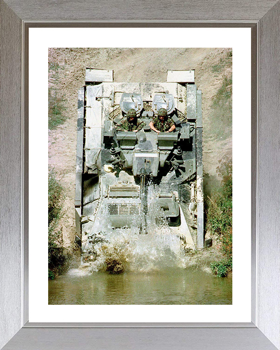 Warrior Armoured Personnel Vehicle Entering Water Photo Print - British Army Vehicle