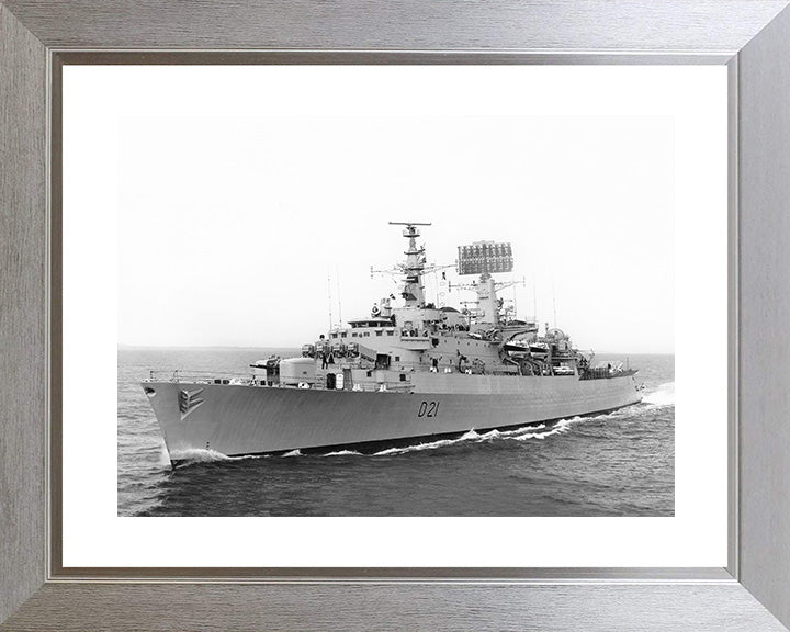 HMS Norfolk (D21) Photo Print - Low Port Side View - Royal Navy County Class Destroyer Hampshire Prints 10 x 8 Silver Frame Yes