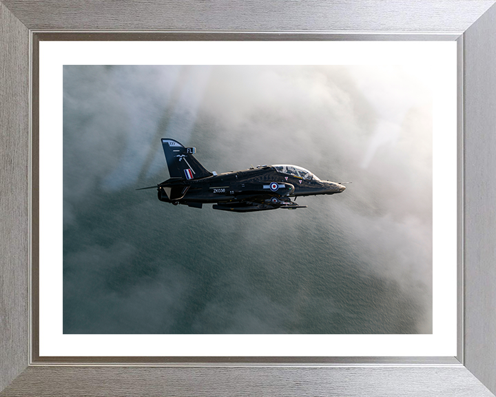 RAF Hawk T2 Jet in flight Photo Print - Royal Air Force Aircraft Hampshire Prints 10 x 8 Silver Frame Yes