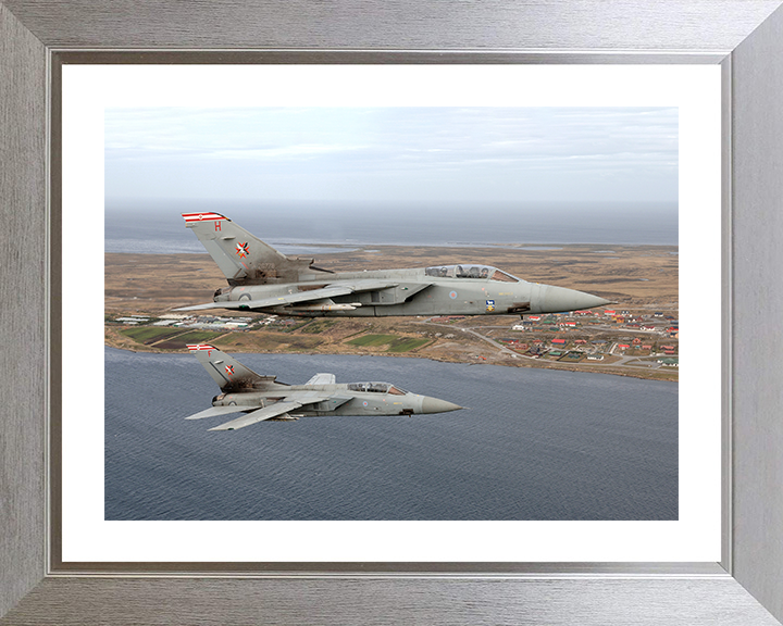 RAF Tornado F3s Over the Falklands 2007 Photo Print - Royal Air Force Aircraft Posters, Prints, & Visual Artwork Hampshire Prints 10 x 8 Silver Frame Yes